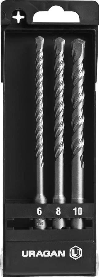 URAGAN Набор буров SDS-plus 3 шт: 6 x 160, 8 x 160, 10 x 160 мм